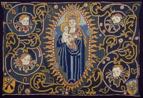 Panel Depicting Madonna and Child, 16th century, Switzerland, Hemp, plain weave, appliquéd with