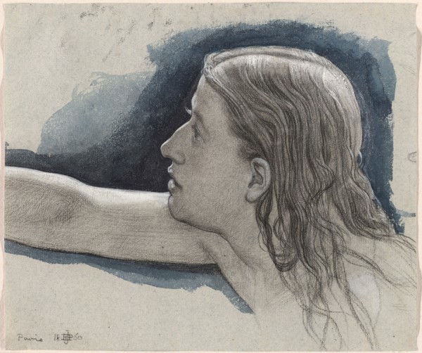 Study of a Young Man’s Head with Right Arm Outstretched, 1860, Sir Edward John Poynter, English,