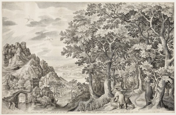 Samson Killing the Lion, 1603, Nicolaes de Bruyn (Flemish, 1571-1656), after Gillis van Coninxloo