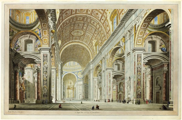 Interior View of the Church of St. Peter’s in the Vatican, c. 1770, Francesco Panini, Italian,