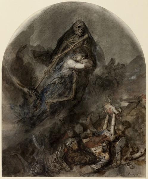 Allegory of Death, c. 1860, Clement-Auguste Andrieux, French, 1829-1880, France, Pen and brown ink