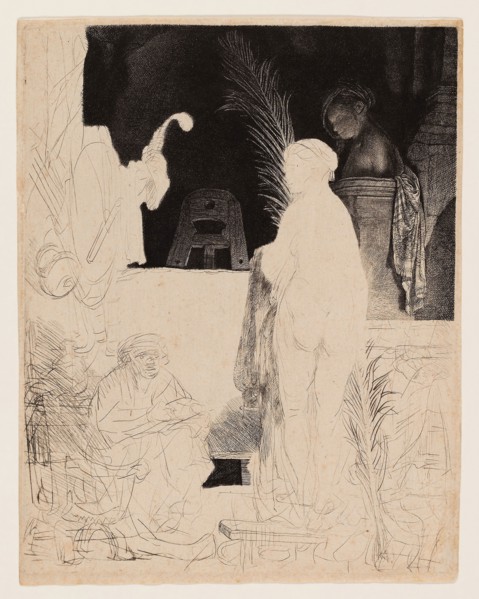 The Artist Drawing from the Model, c. 1639, Rembrandt van Rijn, Dutch, 1606-1669, Holland, Etching