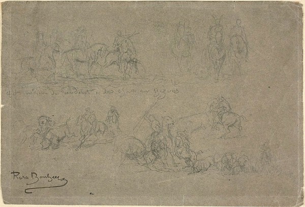 Chief Returning from a Bison Hunt and other Studies, c. 1890, Rosa Bonheur, French, 1822-1899,