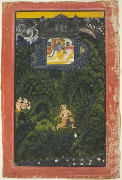 Abhisarika Nayika (Heroine Running to Meet her Lover), mid–18th century, India, Rajasthan, Kota,