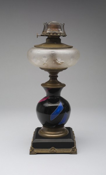 Sicilian Glass Lamp, c. 1878, Frederick S. Shirley, American, active 1873–1894, Made by Mount