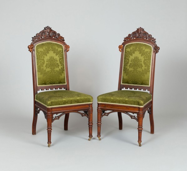 Pair of Side Chairs, c. 1849, Alexander Jackson Davis, American, 1803–1892, Made by William Burns