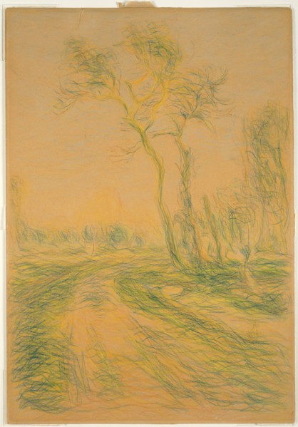 Landscape with Trees, 1880/85, Alfred Sisley, French, 1839-1899, France, Pastel and colored pencils
