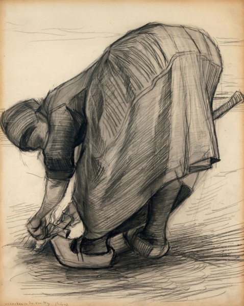 The Carrot Puller, 1885, Vincent van Gogh, Dutch, 1853-1890, Netherlands, Black chalk, with