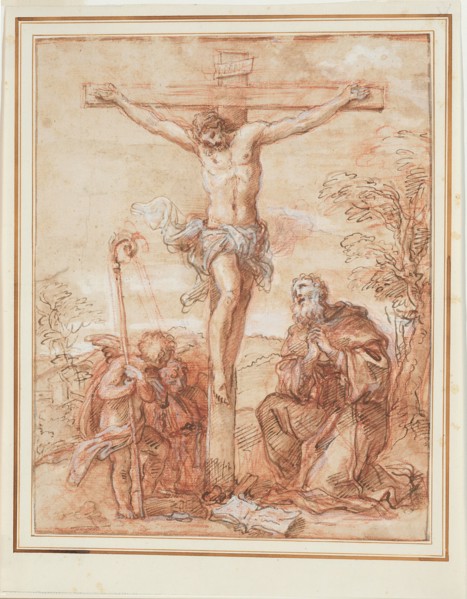 Saint Augustine and Two Angels Adoring the Crucifix, 1685/1695, Giuseppe Passeri, Italian,
