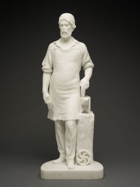 Machinist, c. 1859, Emma Stebbins, American, 1815–1882, United States, Marble, 74.9 × 29.2 × 29.2