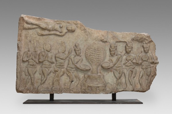 Veneration of the Bodhi Tree, 3rd century, India, Andhra Pradesh, Nagarjunakonda, Limestone, 41.7 ×