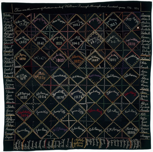 Bedcover Entitled Genealogy, 1896, Designed and Executed by Catharine L. Clark, American, active c.