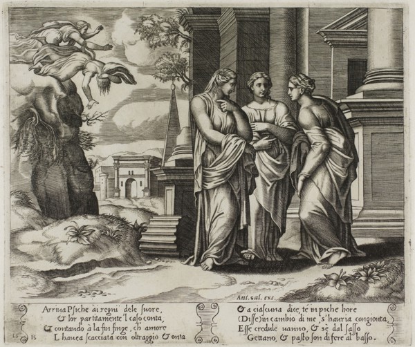 Psyche Telling Her Misfortune to Her Sisters, 1530/40, Master of the Die (Italian, active c.