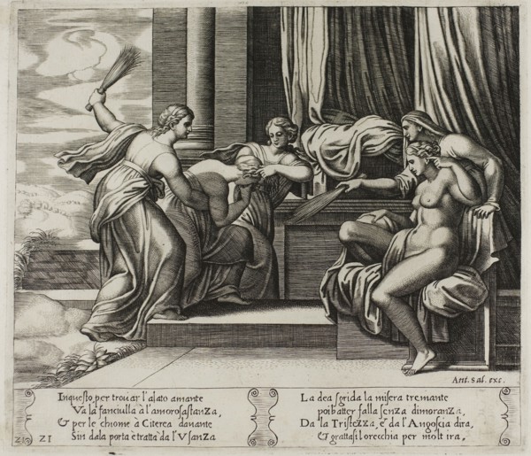Sorrow and Pain Punishing Psyche, 1530/40, Master of the Die (Italian, active c. 1530-1560), after
