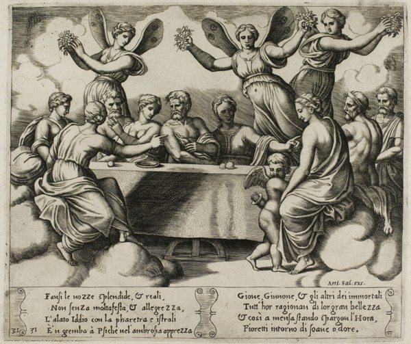 The Gods Celebrating the Wedding of Psyche and Cupid, 1530/40, Master of the Die (Italian, active c