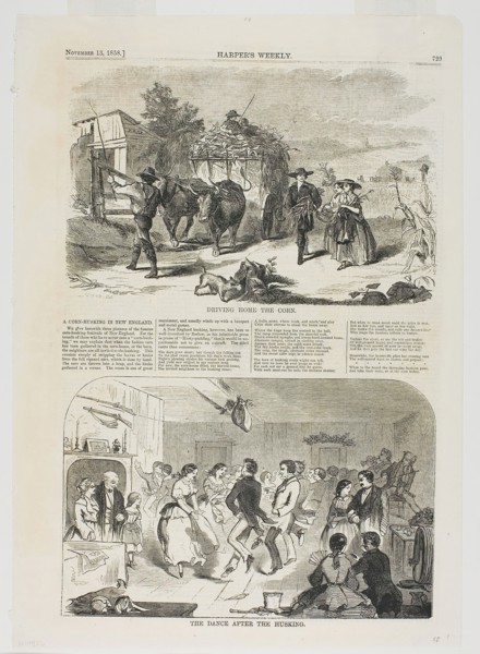 Driving Home the Corn and The Dance After the Husking, published November 13, 1858, Winslow Homer