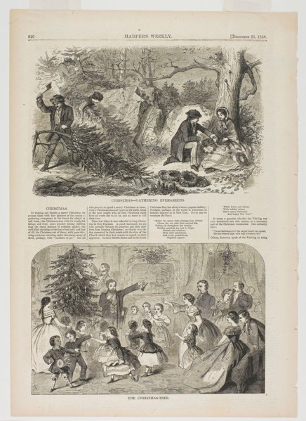 Christmas—Gathering Evergreens and The Christmas-Tree, published December 25, 1858, Winslow Homer