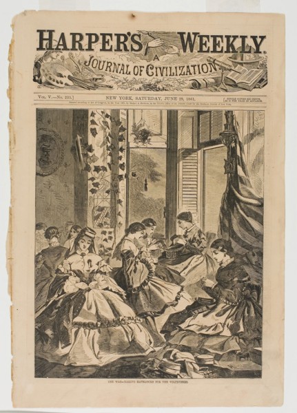 The War—Making Havelocks for the Volunteers, published June 29, 1861, Winslow Homer (American,
