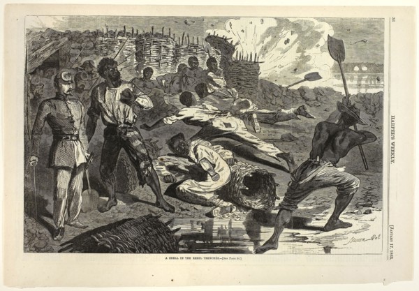 A Shell in the Rebel Trenches, published January 17, 1863, Winslow Homer (American, 1836-1910),