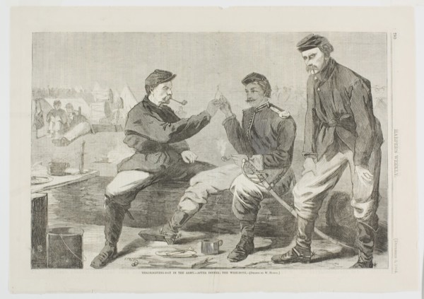 Thanksgiving Day in the Army—After Dinner: The Wish Bone, published December 3, 1864, Winslow Homer