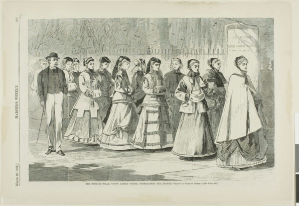 The Morning Walk—Young Ladies’ School Promenading the Avenue, published March 28, 1868, Winslow