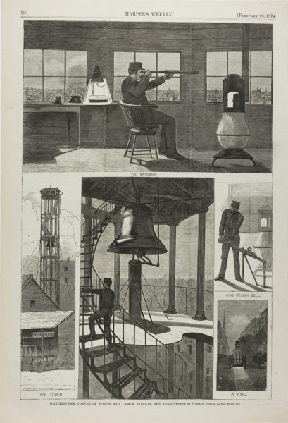 Watch-Tower, Corner of Spring and Varick Streets, New York, published February 28, 1874, Winslow