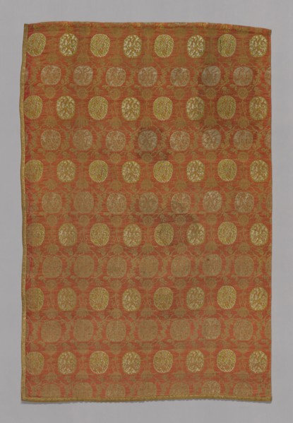 Panel, 1890s, Possibly England or France, England, Cotton, silk, wild silk and gilt-metal-strip