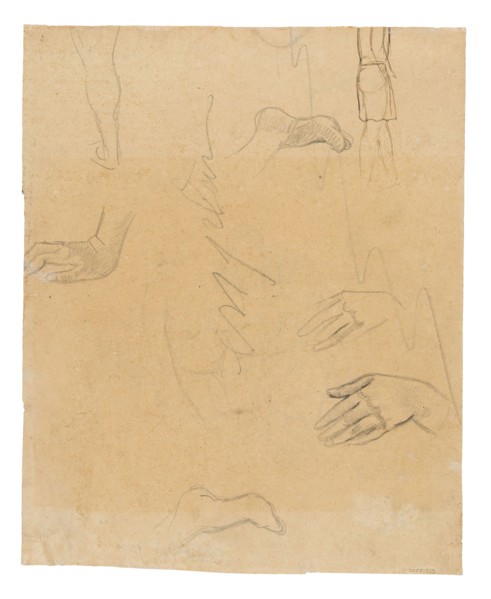 Sketches of Figures, Hands, and Feet (related to the painting Aha oe feii? [What! Are You