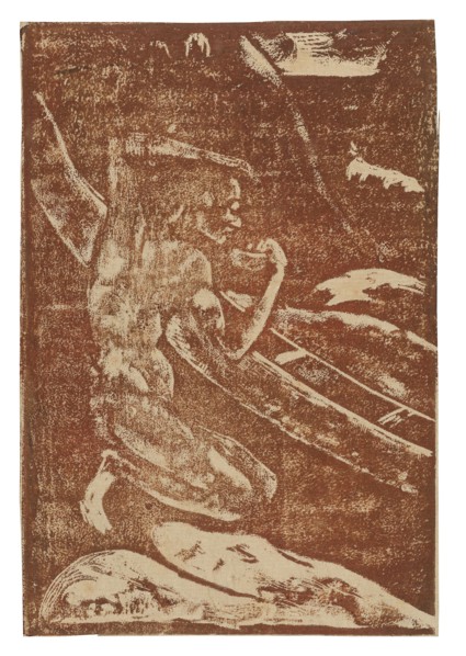 A Fisherman Drinking Beside His Canoe, 1894, Paul Gauguin, French, 1848-1903, France, Wood-block