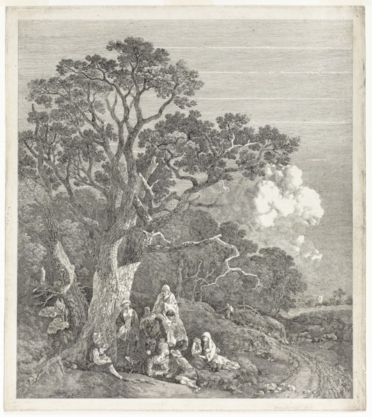 Wooded Landscape with Gypsies Gathered Round a Fire, 1753/54, Thomas Gainsborough, English,