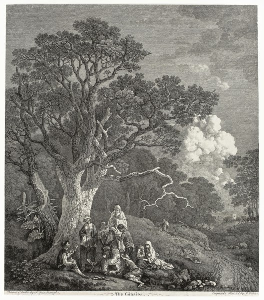 Wooded Landscape with Gypsies Gathered Round a Fire, 1753/54, Thomas Gainsborough, English,