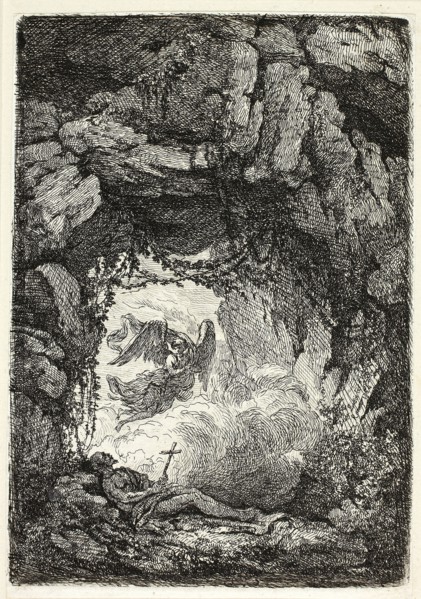 The Death of St. Jerome, 1764, Étienne de Lavallée-Poussin, French, 1735-1802, France, Etching on