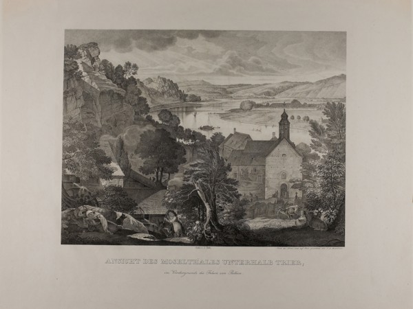 View of the Mosel Valley below Trier with the Rocks of Pallien in the Foreground, 1824/27, Johann