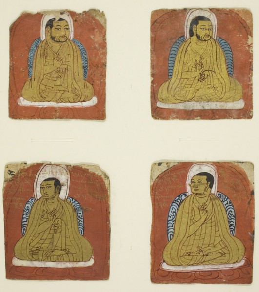 Four Miniature inscribed portraits of four Lamas, 14th century, Tibet, Central Tibet, Central