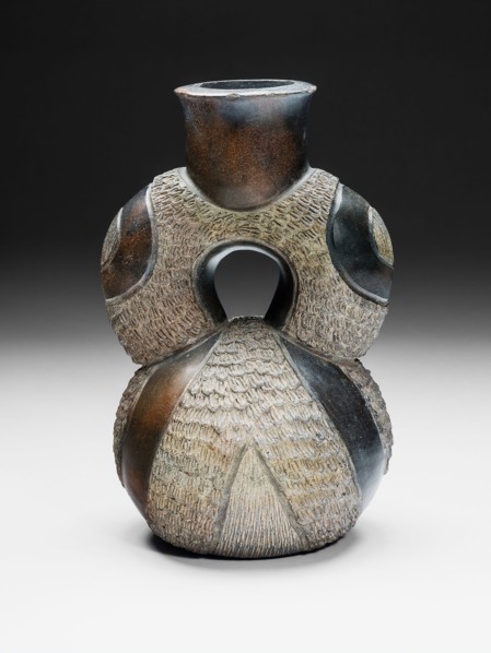 Stirrup Vessel with Textured Surface, c. 800 B.C., Chavín, North coast, Peru, North Coast, Ceramic