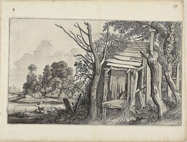 Dilapidated Hut, Plate 4 from Landscapes, c. 1646, Jan van de Velde II (Dutch, c. 1593-1641), after