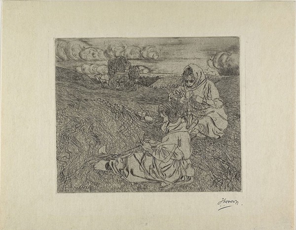 The Net Menders, 1899, Jan Toorop, Dutch, 1858-1928, Holland, Drypoint on cream vellum paper, 157 x