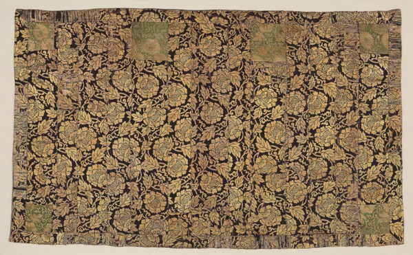 Kesa, 17th century, Edo period (1615–1868), Japan, Silk and gilt-paper strip, twill and satin