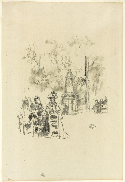 Conversation under the Statue, Luxembourg Gardens, 1893, James McNeill Whistler, American,