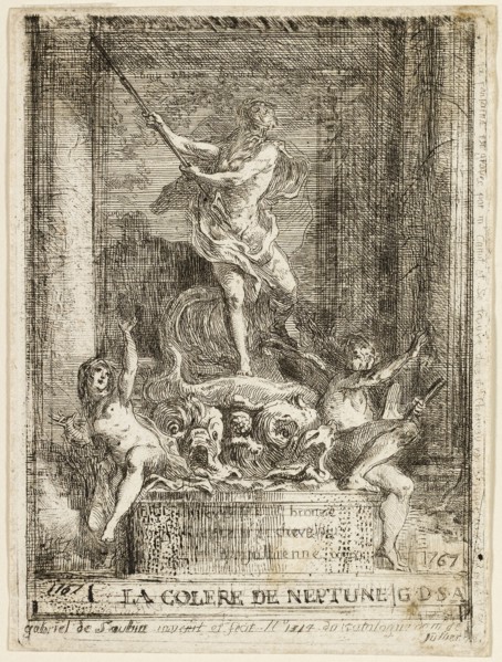 The Anger of Neptune Fountain, 1767, Gabriel Jacques de Saint-Aubin (French, 1724-1780), after a