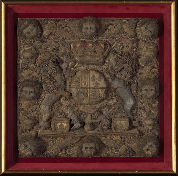 Burse Panel, 18th century, England, Silk, plain weave with supplementary pile warps forming cut