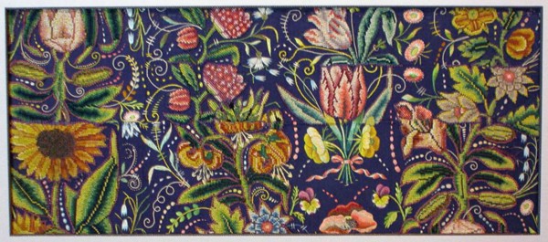 Panel, 1630/40, France, Wool, twill weave, fulled, appliquéd with hemp, plain weave, embroidered