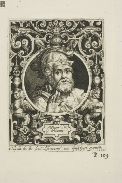 Hector of Troy, plate one from The Nine Worthies, 1594, Nicolaes de Bruyn (Flemish, 1571-1656),