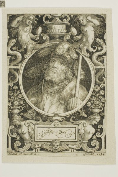 Joshua, plate four from The Nine Worthies, 1594, reworked second state, Nicolaes de Bruyn (Flemish,
