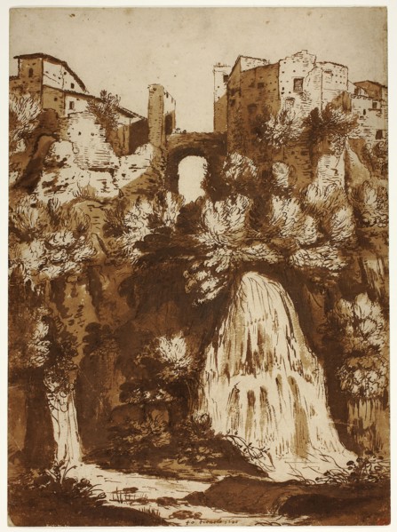 View of Tivoli with the Bridge Over the Anio Waterfall, 1620, Cornelis van Poelenburgh, Dutch,