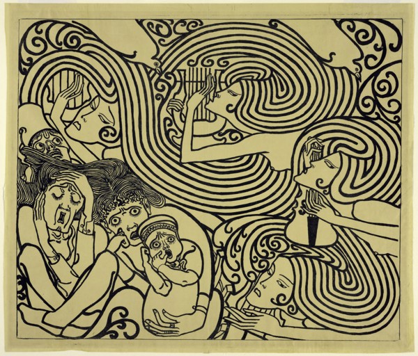 Image Design for a Poster, Wagenaar’s Cantata ‘The Shipwreck’, 1899, Jan Toorop, Dutch, 1858-1928,