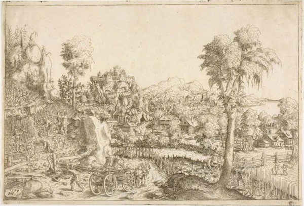 Landscape with a Vine-Yard, in the Middle a Chariot Loaded with Poles, c. 1559, Hanns Lautensack,