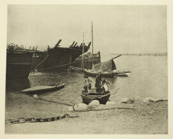 Old Hulks, 1887, Peter Henry Emerson, English, born Cuba, 1856–1936, England, Photoetching, pl. IV