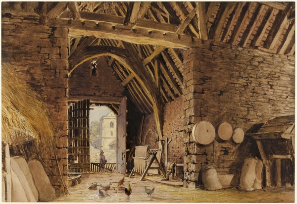 A Barn Interior, 1830/35, William Henry Hunt, English, 1790-1864, England, Watercolor, over