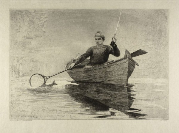 Fly Fishing, Saranac Lake, 1889, Winslow Homer, American, 1835-1910, United States, Etching and